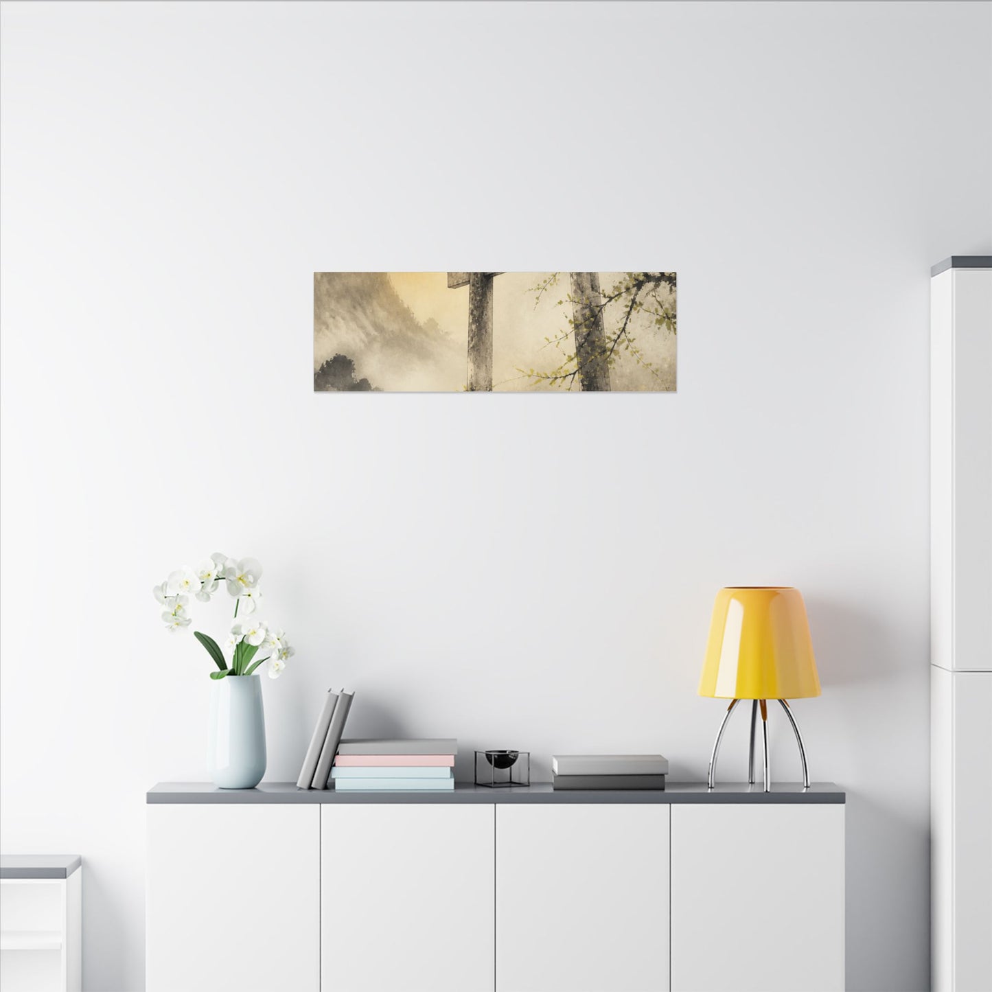 Spring Torii Gate Sumi E Canvas Art | Tranquil Decor