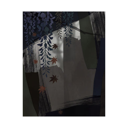 Wisteria Autumn Wall Art Print | Dark Japandi Atmospheric Design