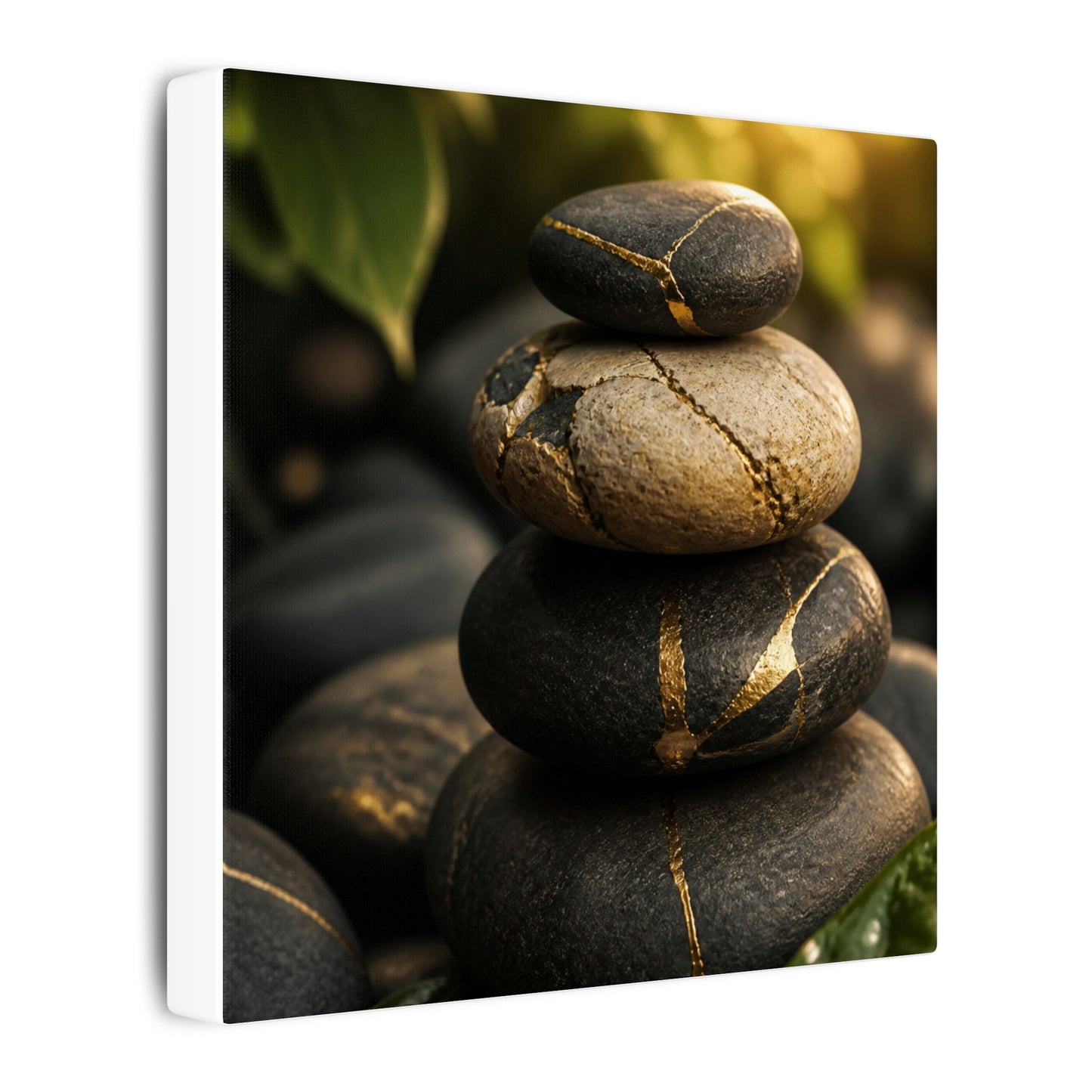 Summer River Stones Broken Beauty Canvas Art | Healing Decor