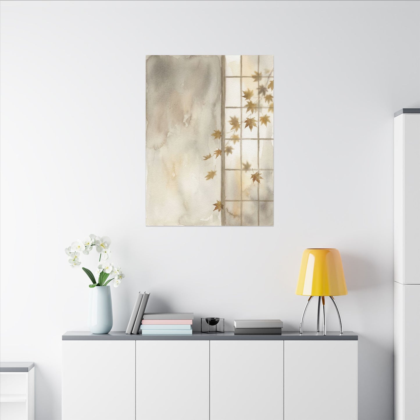Warm Shoji Screen Canvas Art - Watercolor Japandi