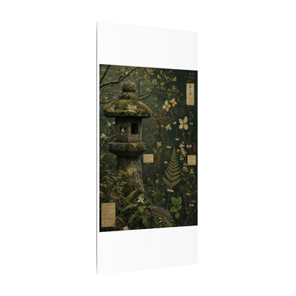 Spring Stone Lantern Herbarium Canvas Art | Nostalgic Decor