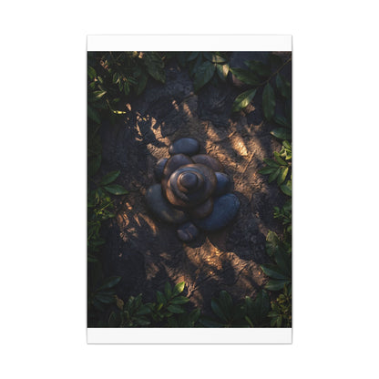 Ma River Stones Canvas Art - Dark Japandi Dark Texture