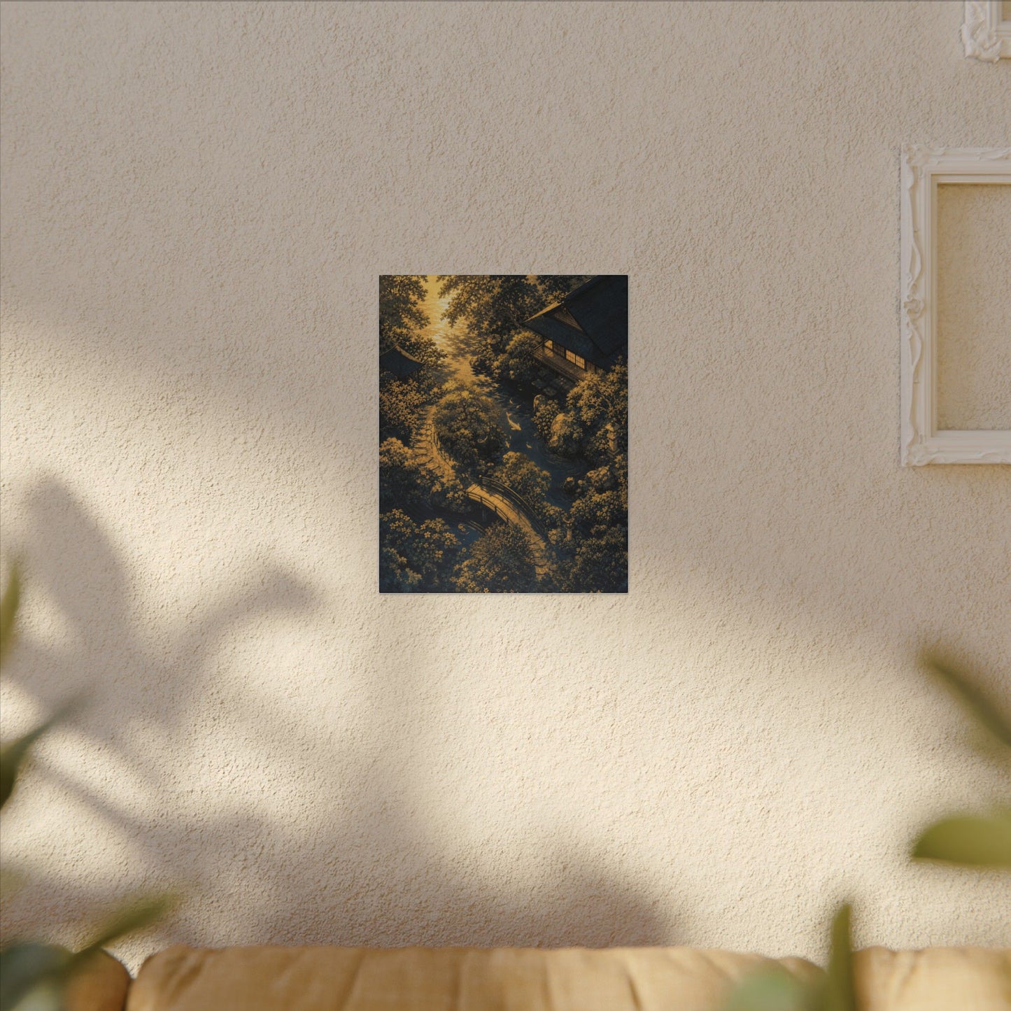 Contemplative Moonlit Garden Canvas Art - Ukiyo E Inspired Zen