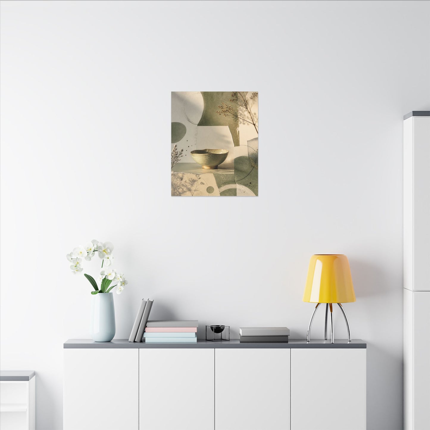 Warm Ceramic Bowl Canvas Art - Minimal Line Japandi