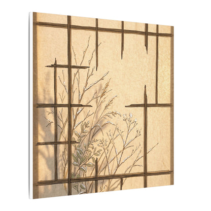 Shoji Screen Canvas Art | Winter Japandi Minimal Line Art