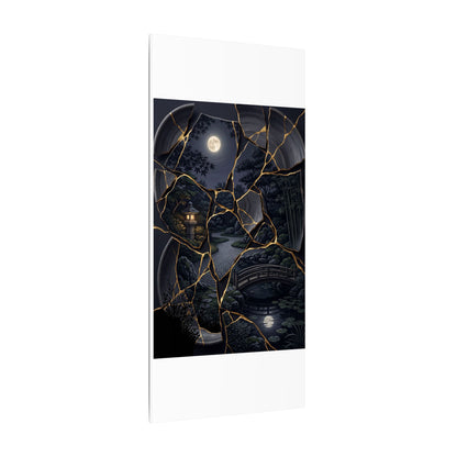 Kintsugi Moonlit Garden in Golden Hour | Gold Repair Canvas Art