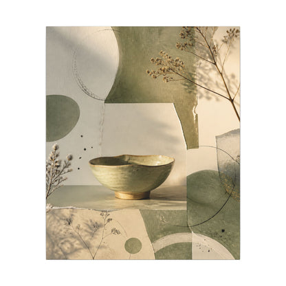 Warm Ceramic Bowl Canvas Art - Minimal Line Japandi