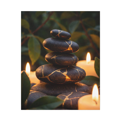 Summer River Stones Gold Vein Canvas Art | Philosophical Decor