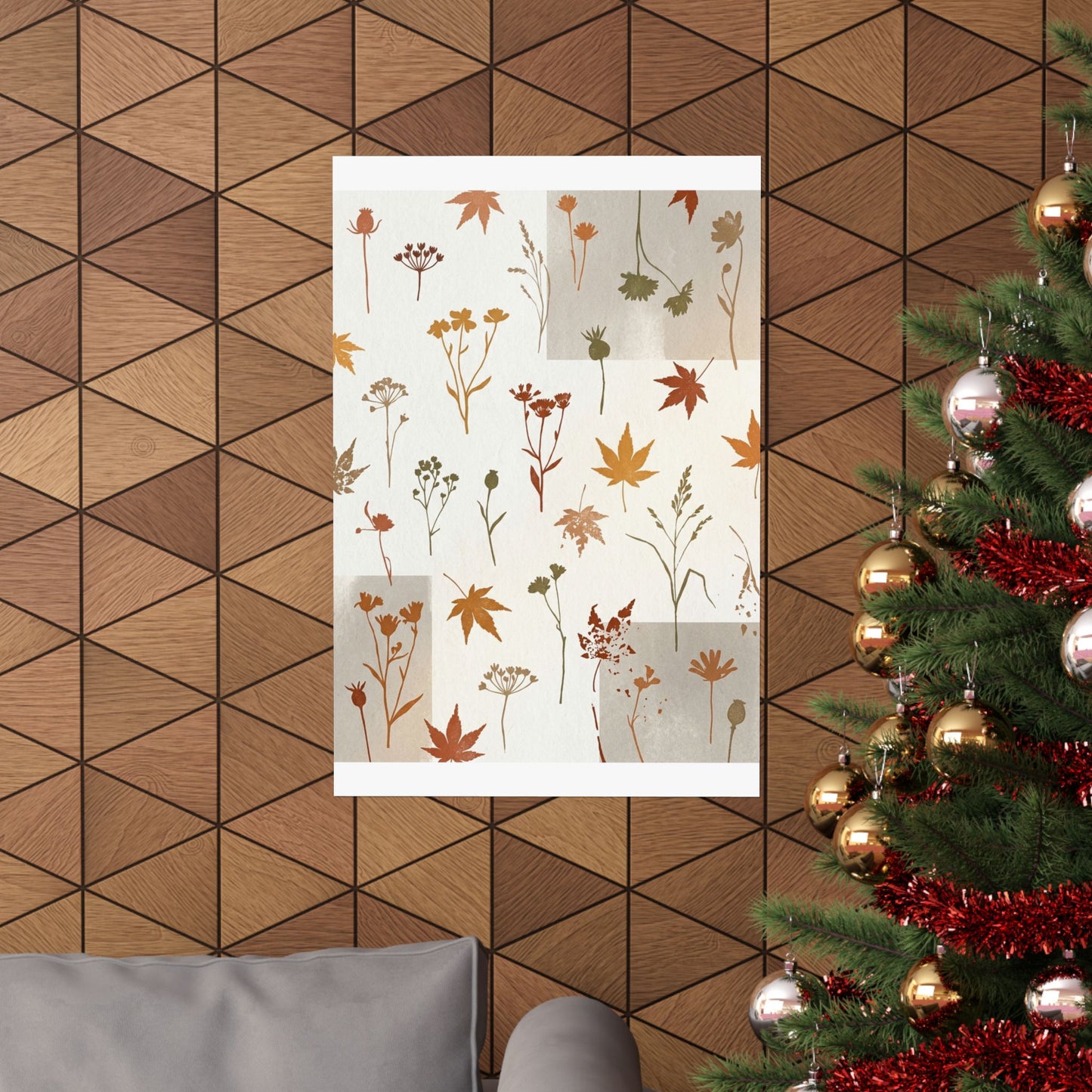 Warm Dried Flowers Wall Art Print - Japanese Pattern Japandi