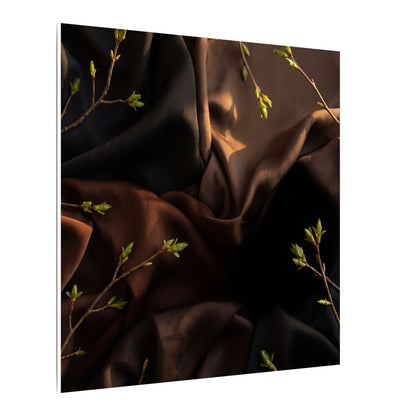 Dark Japandi Silk Drape in Golden Hour | Moody Minimal Canvas Art