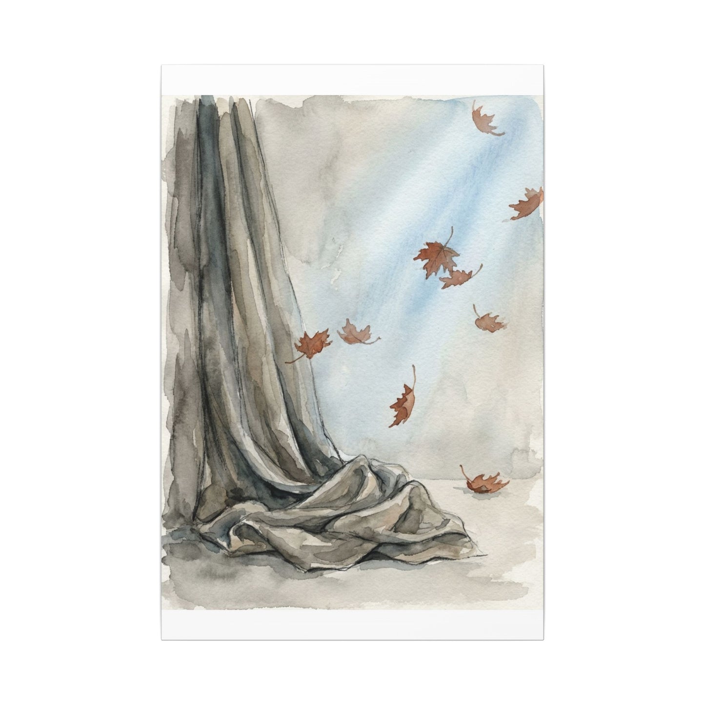 Ma Silk Drape Canvas Art - Japandi Watercolor
