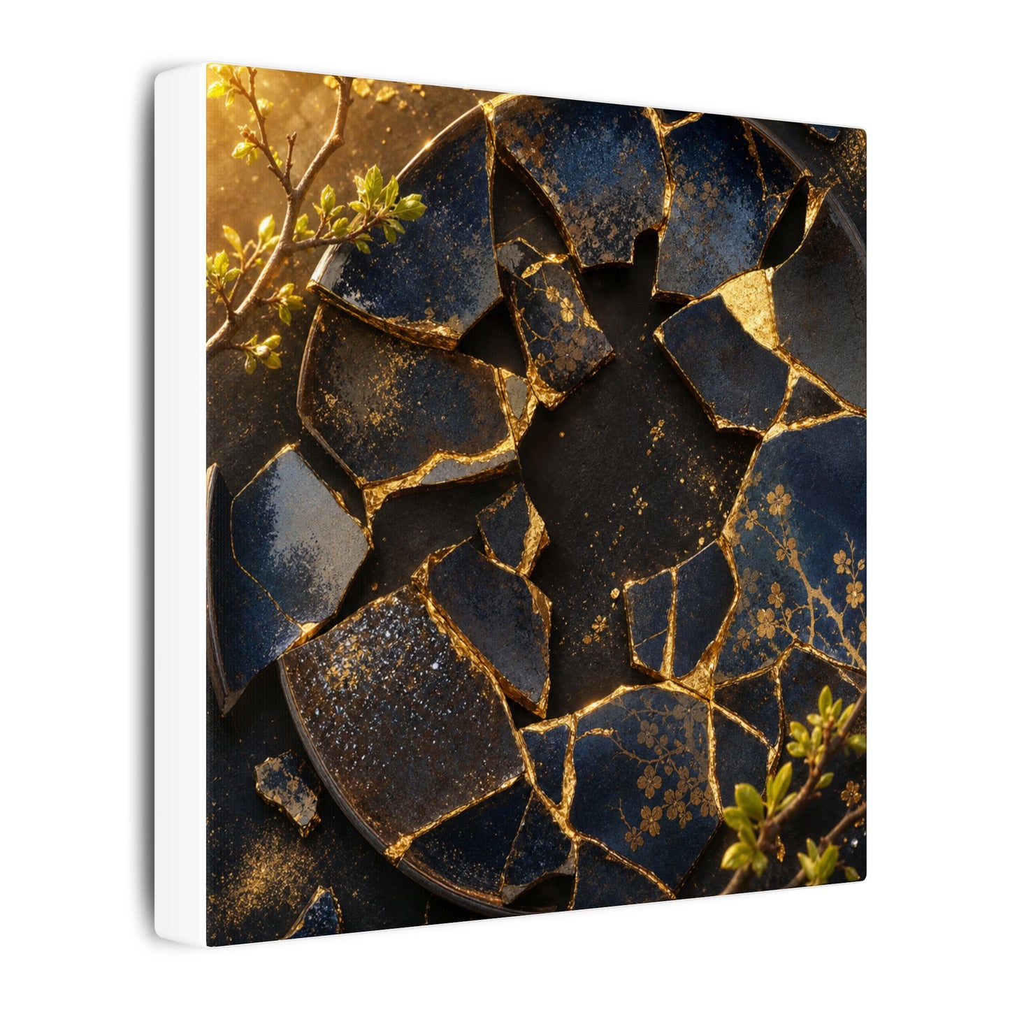 Golden Hour Broken Pottery Canvas Art - Kintsugi Ma