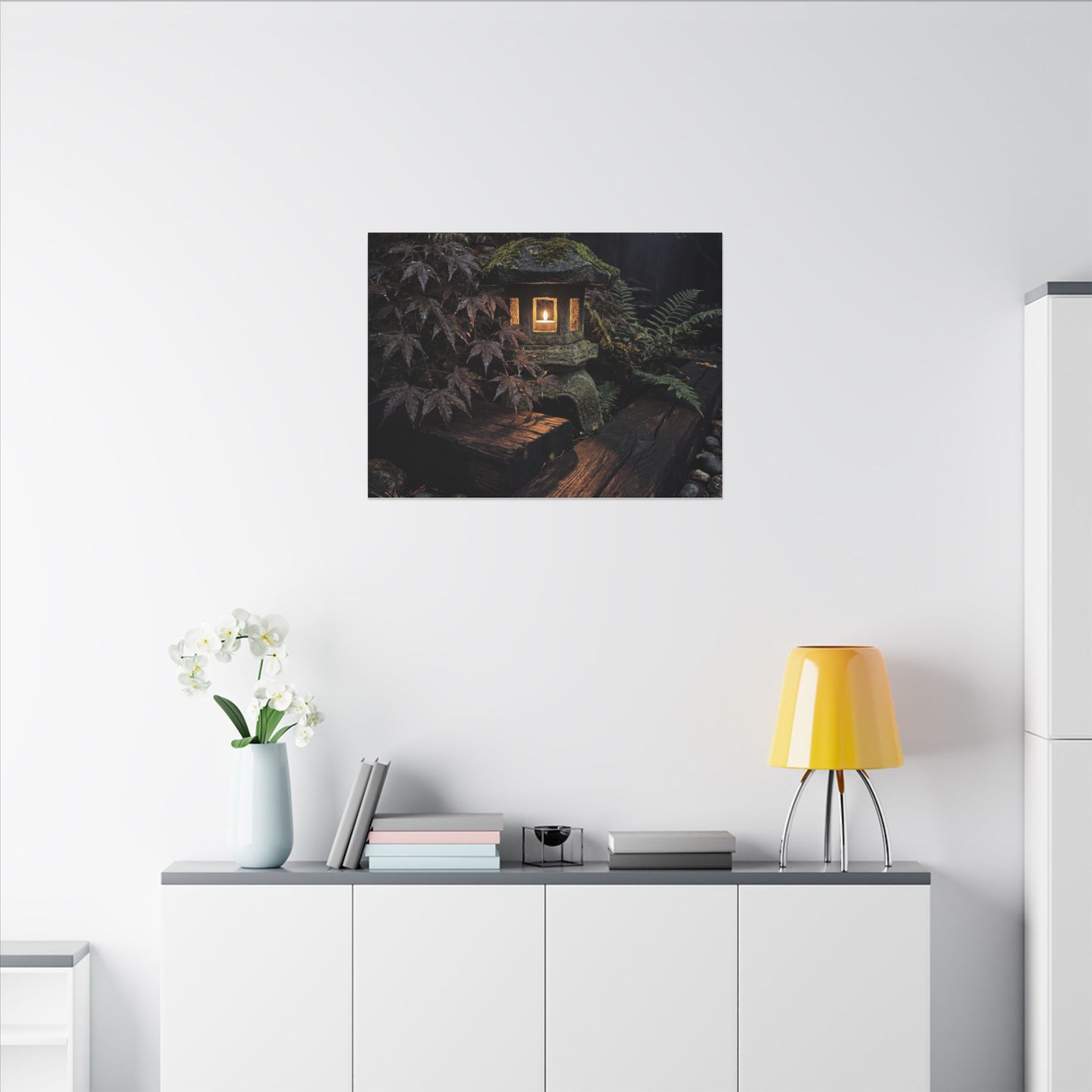 Moody Moonlit Garden Canvas Art - Shadow Zen Dark Japandi