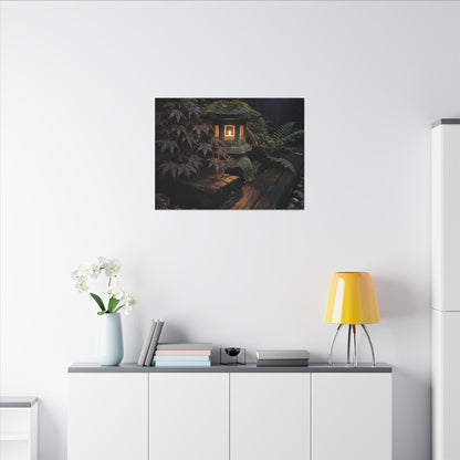 Moody Moonlit Garden Canvas Art - Shadow Zen Dark Japandi