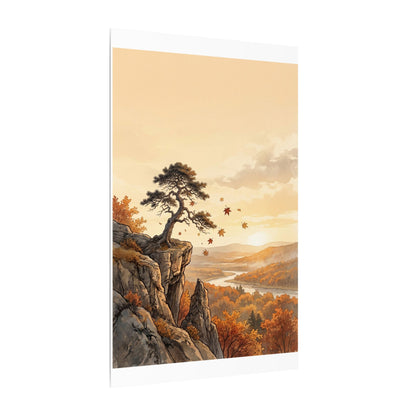 Pine Tree Autumn Canvas Art | Japandi Warm Design