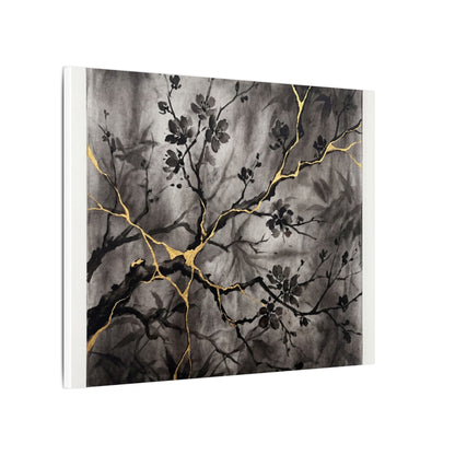 Kanso Cherry Blossom Canvas Art - Kintsugi Crackle Gold