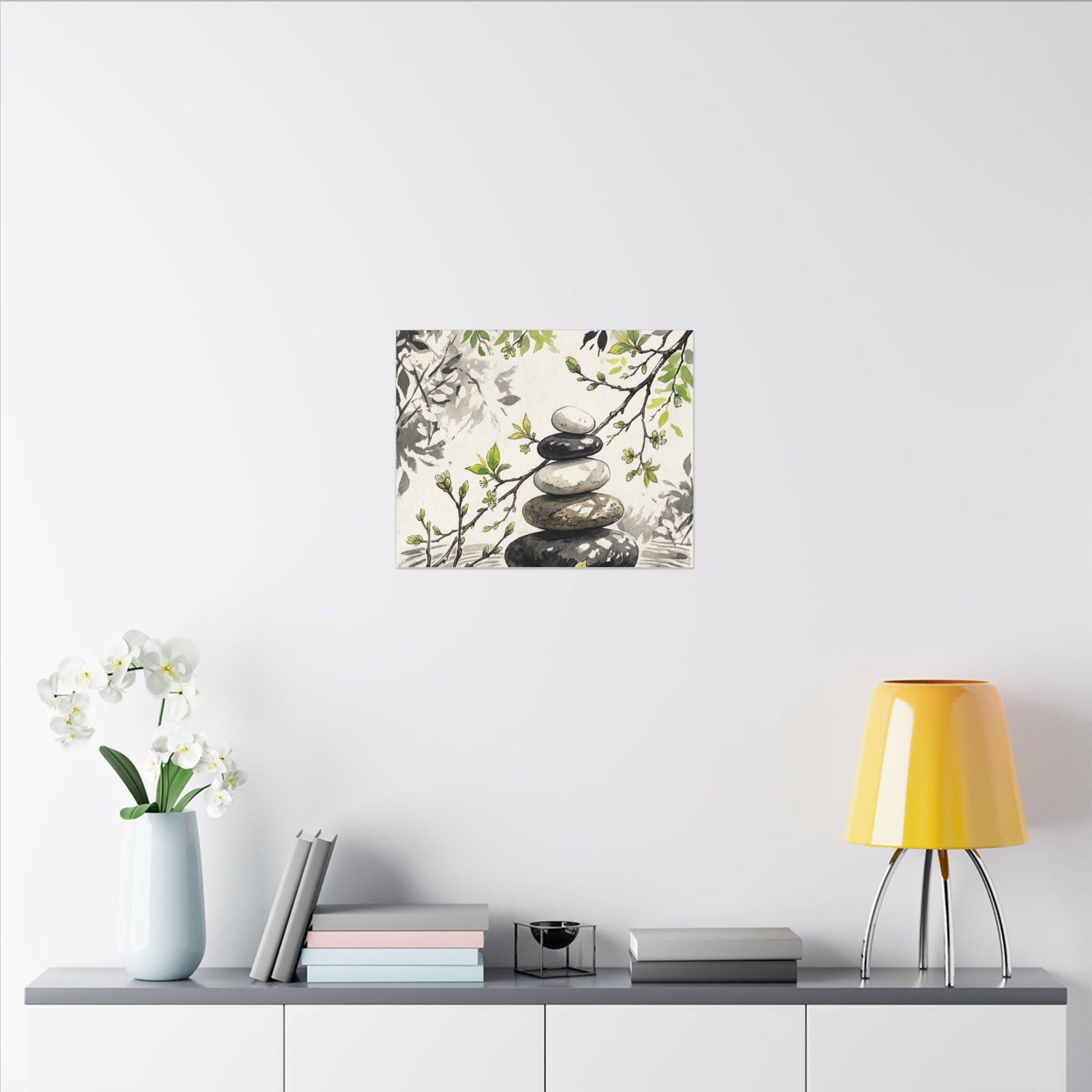 Spring River Stones Japanese Pattern Canvas Art | Elegant Decor