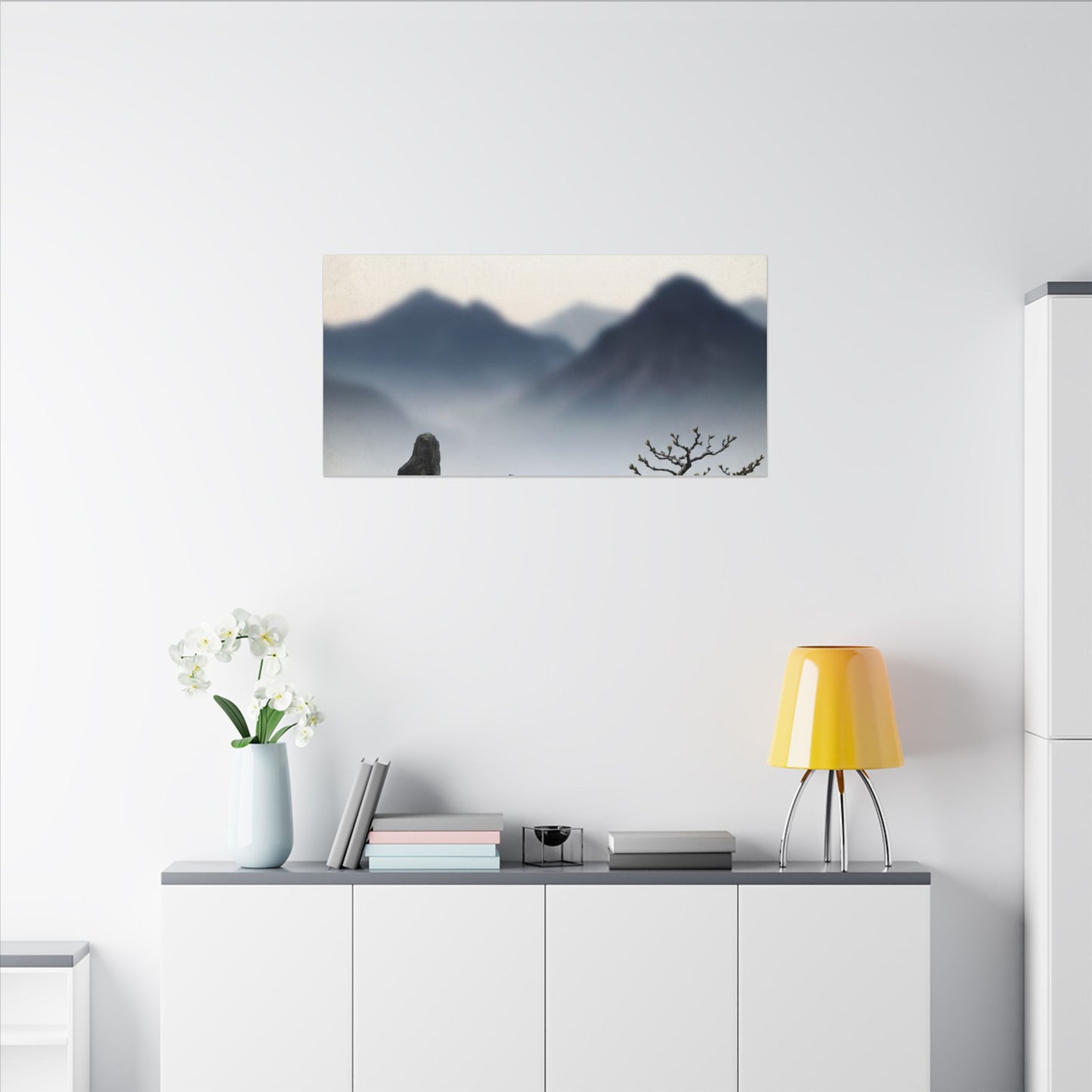 Mountain Mist Karesansui Canvas Art | Contemplative Zen Art