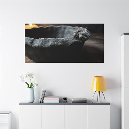 Ceramic Bowl Canvas Art | Winter Dark Japandi Shadow Zen Art
