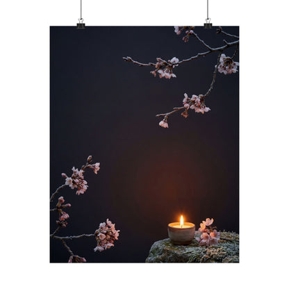 Cherry Blossom Wall Art Print | Winter Dark Japandi Moody Minimal Art Art Print