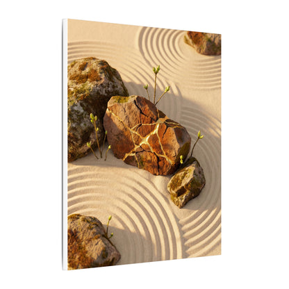 Kanso Rock Garden Canvas Art - Kintsugi Crackle Gold