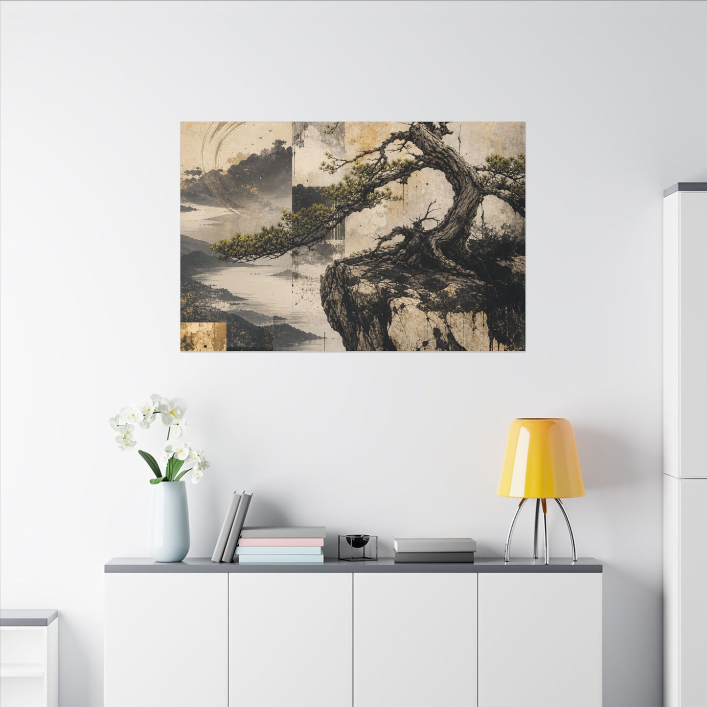 Golden Hour Pine Tree Canvas Art - Japandi Datsuzoku