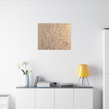 Dried Flowers Canvas Art | Spring Japandi Minimal Line Art