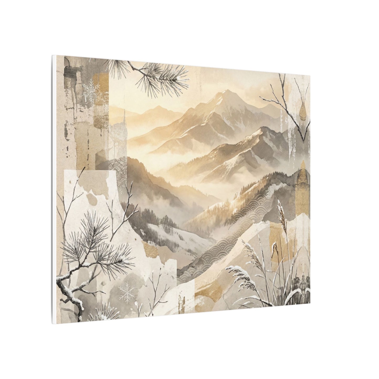 Shibui Mountain Mist Canvas Art - Japandi Japanese Pattern