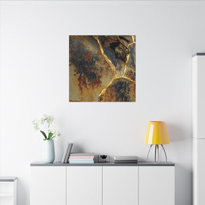 Datsuzoku Rust Patina Canvas Art - Kintsugi Crackle Gold