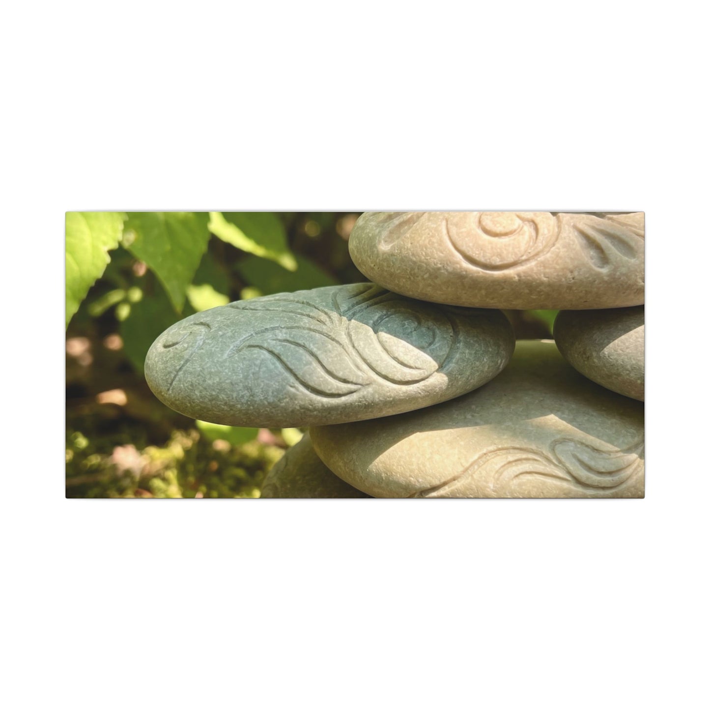 River Stones Summer Canvas Art | Japandi Earthy Design