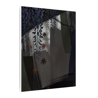 Wisteria Autumn Canvas Art | Dark Japandi Moody Design
