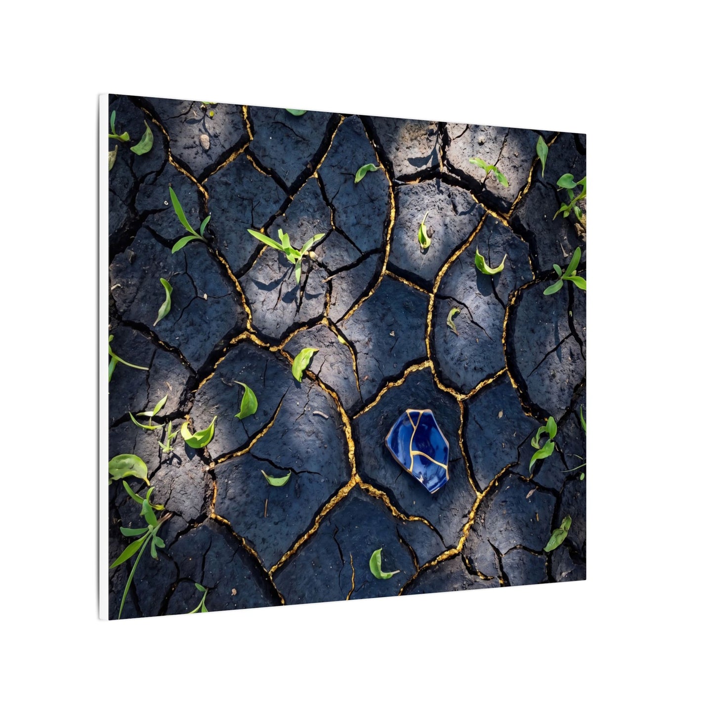 Cracked Earth Canvas Art | Spring Dark Japandi Moody Minimal Art