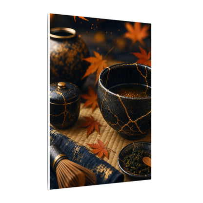 Seijaku Tea Ceremony Canvas Art - Kintsugi Gold Repair