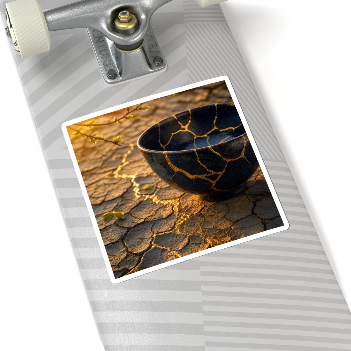 Kintsugi Cracked Earth in Golden Hour | Gold Repair Sticker