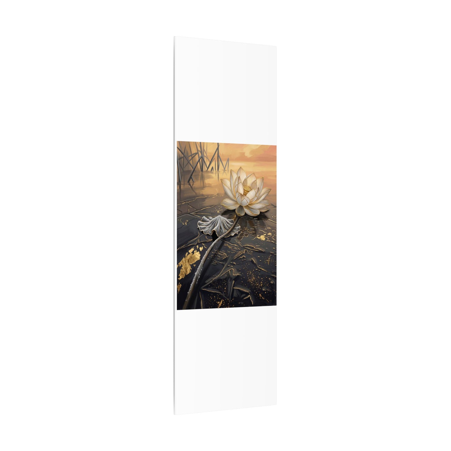 Kintsugi Lotus Flower in Golden Hour | Gold Vein Canvas Art
