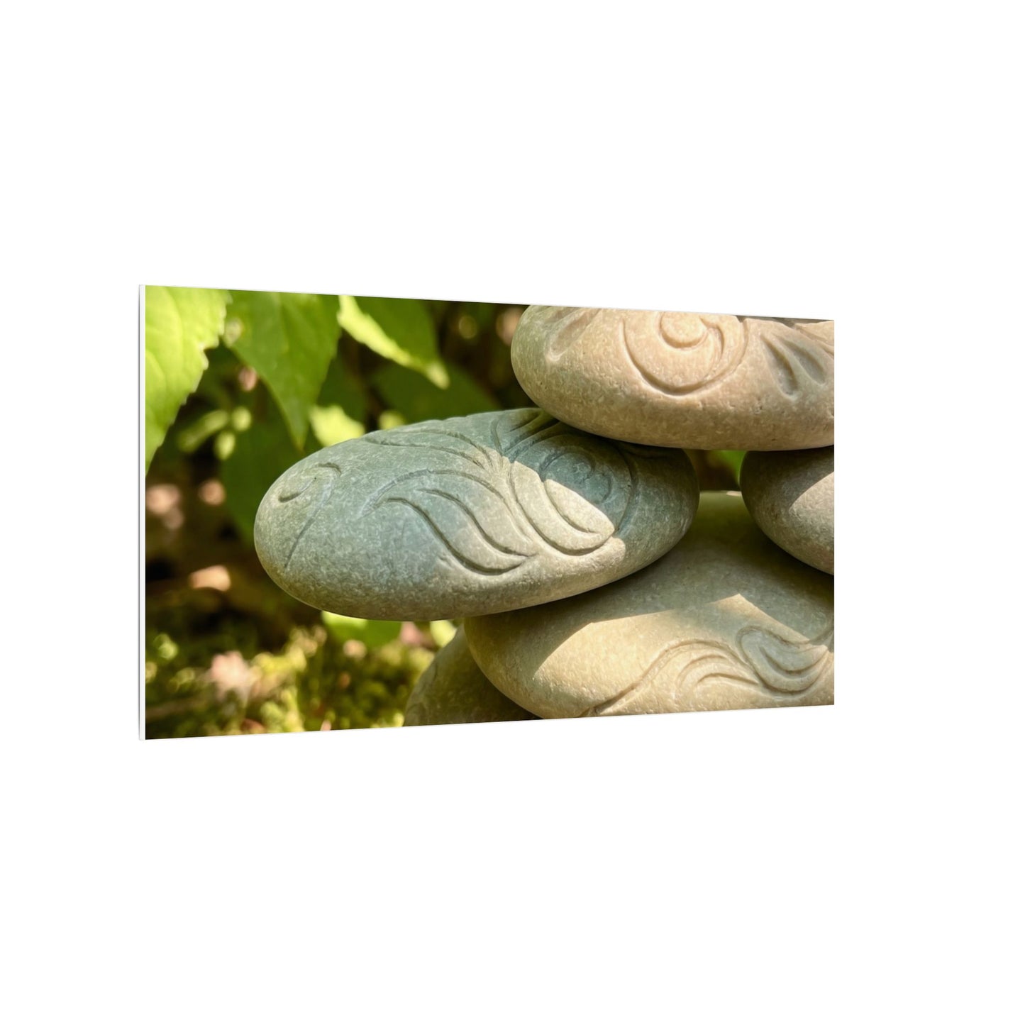 River Stones Summer Canvas Art | Japandi Earthy Design