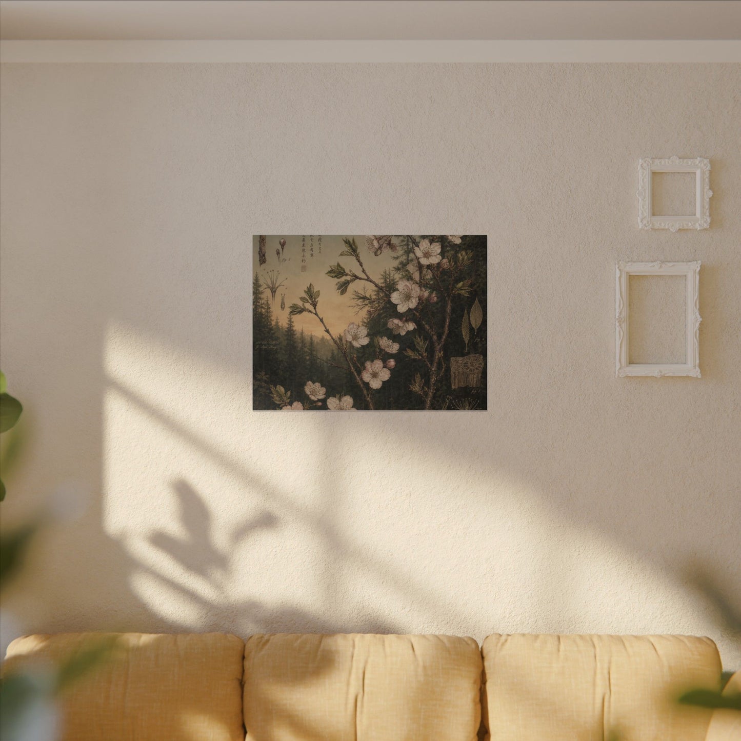 Spring Cherry Blossom Herbarium Canvas Art | Nostalgic Decor