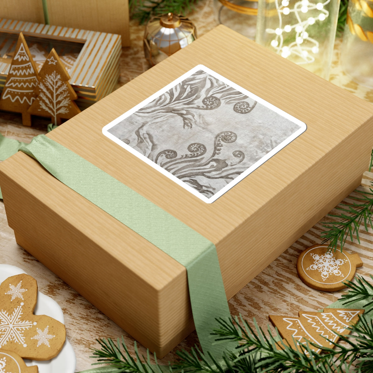 Fern Unfurling Summer Sticker | Japandi Neutral Design Art Print