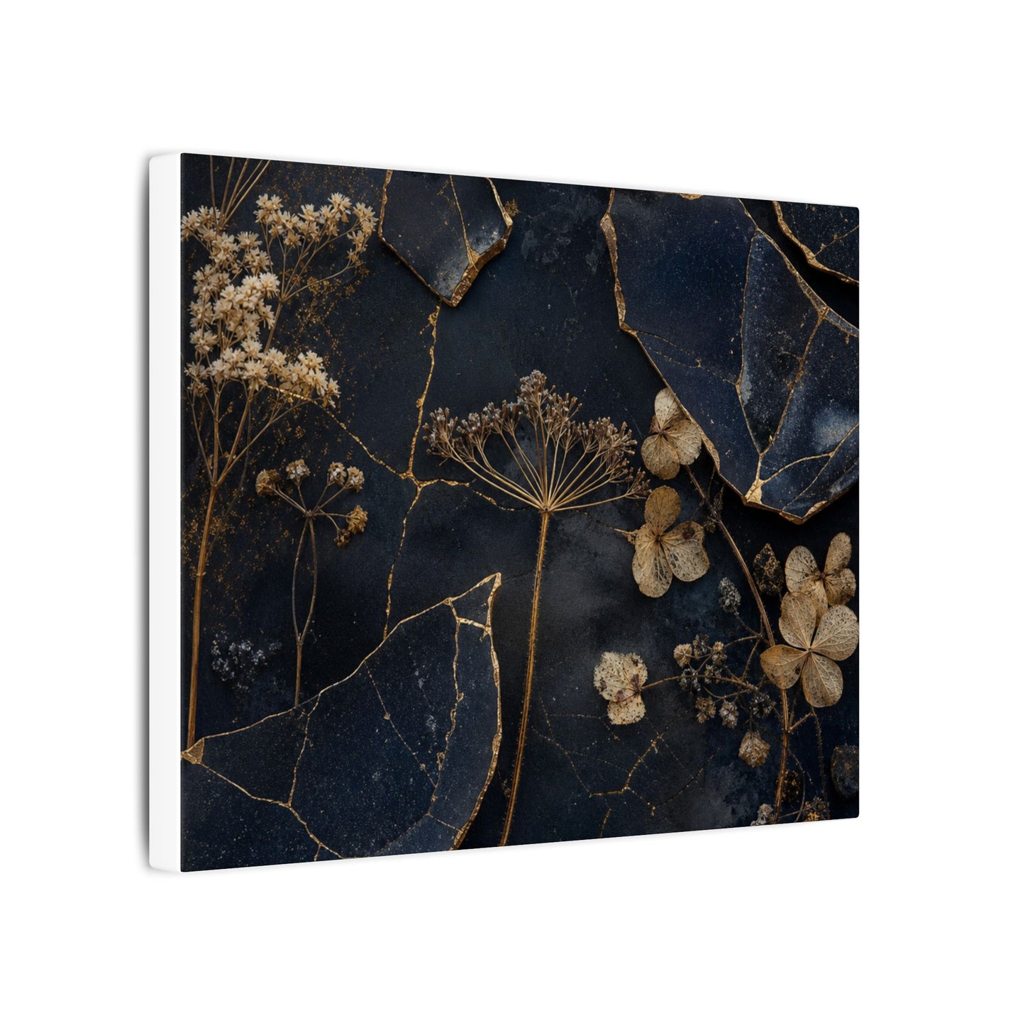 Philosophical Dried Flowers Canvas Art - Broken Beauty Kintsugi