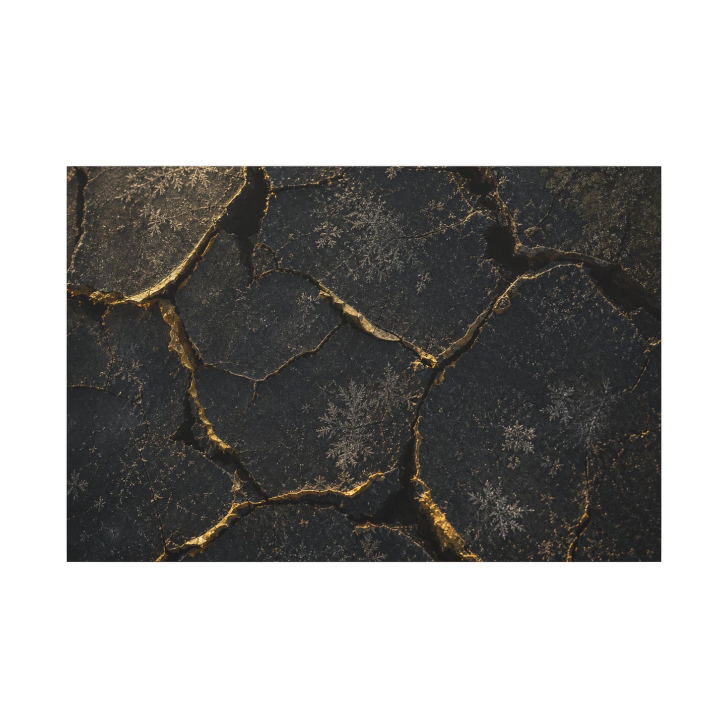 Cracked Earth Canvas Art | Winter Dark Japandi Shadow Zen Art