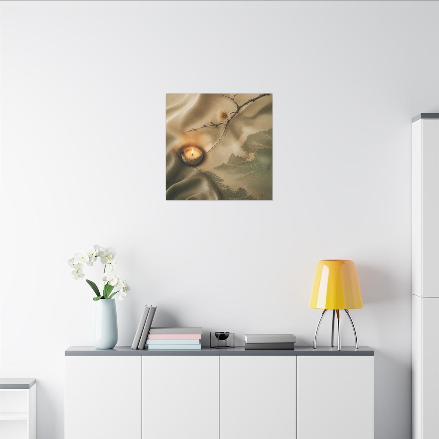 Silk Drape Japanese Pattern Canvas Art | Warm Japandi Art