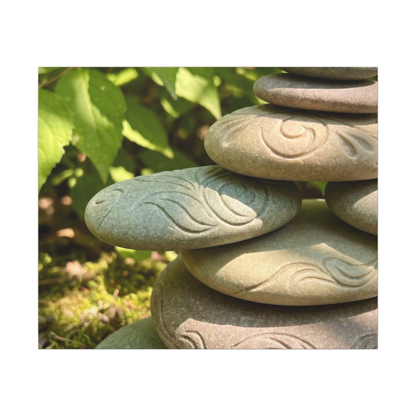 River Stones Summer Canvas Art | Japandi Earthy Design