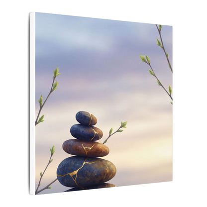 Spring River Stones Gold Vein Canvas Art | Philosophical Decor