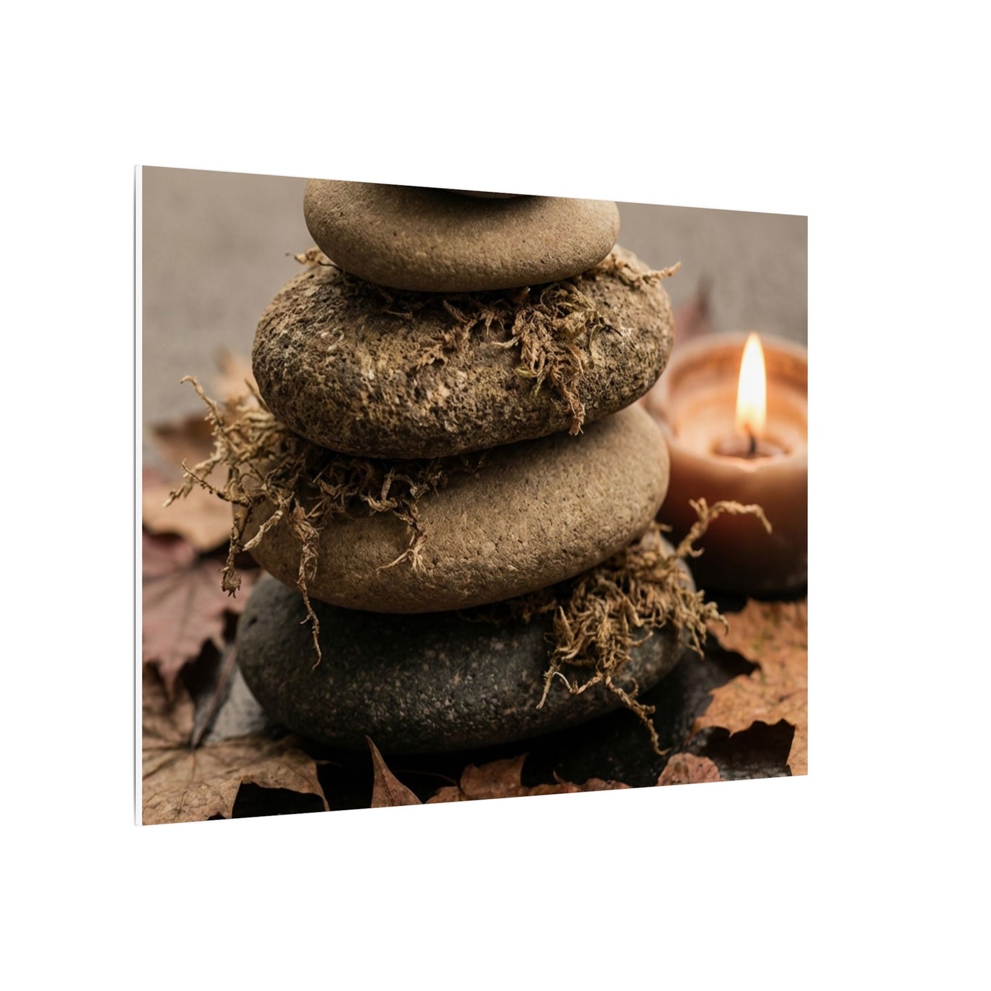 River Stones Canvas Art | Autumn Japandi Texture Art