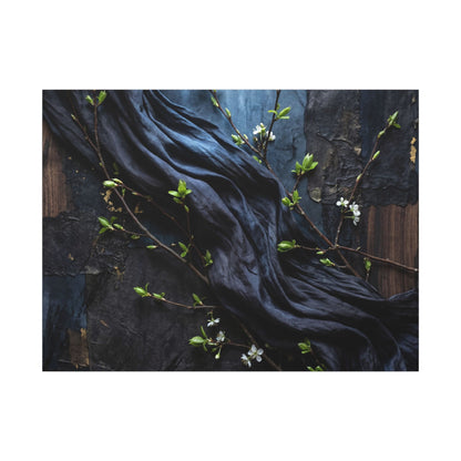 Spring Silk Drape Dark Texture Canvas Art | Atmospheric Decor Art Print