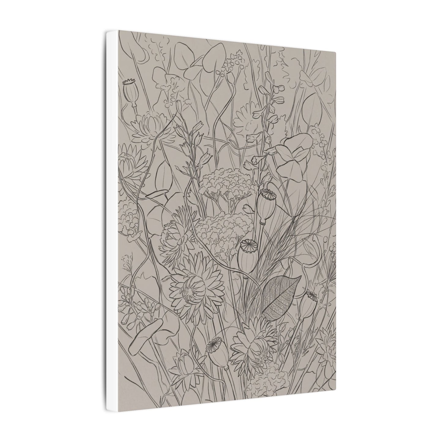 Summer Dried Flowers Minimal Line Canvas Art | Elegant Decor