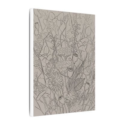 Summer Dried Flowers Minimal Line Canvas Art | Elegant Decor