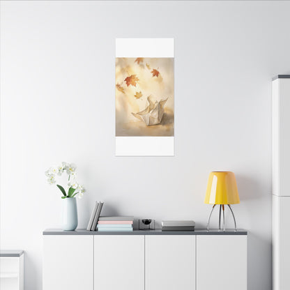 Japandi Paper Fold in Golden Hour | Watercolor Canvas Art