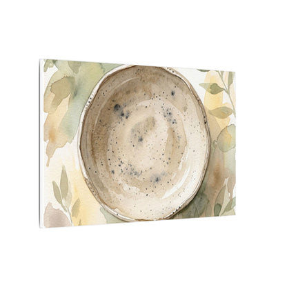 Ceramic Bowl Watercolor Canvas Art | Warm Japandi Art