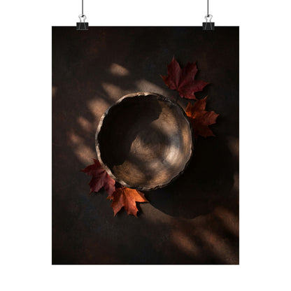 Ceramic Bowl Wall Art Print | Autumn Dark Japandi Dark Texture Art Art Print